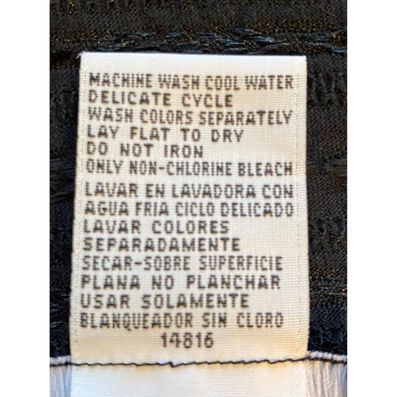 Sag Harbor Womens L Top Black on Black Textured Striped Short Sleeve Y2K Casual - Picture 4 of 9